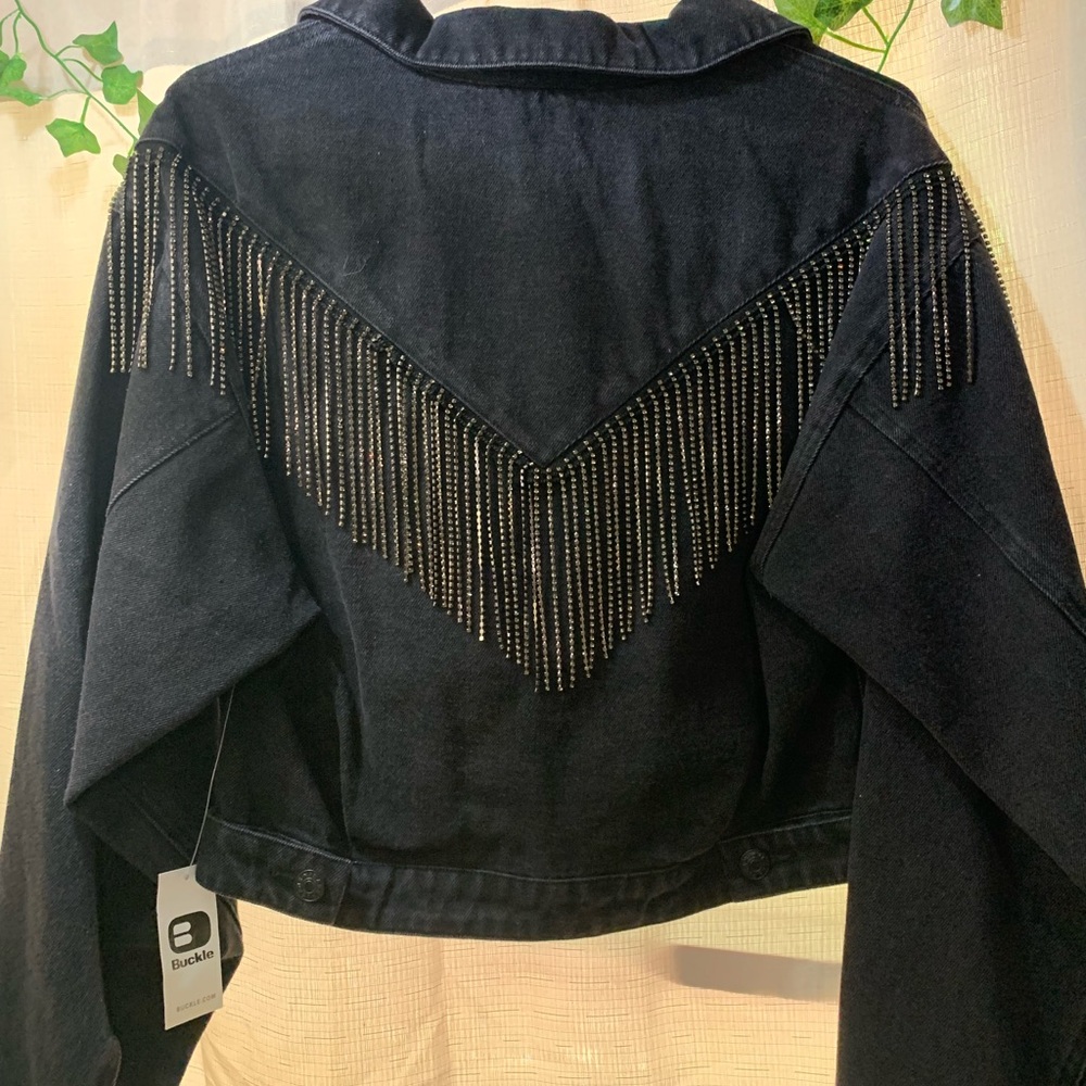 Blue B collection black rhinestone jacket